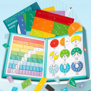 Children Magnetic Fraction Learning Math Toys Wooden Fraction Book Set Parish Teaching Aids Arithmet
