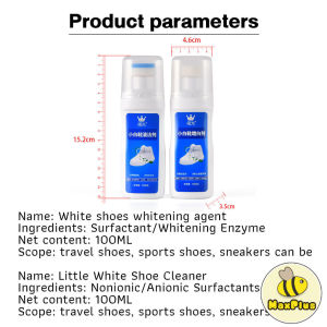 MaxPlus 100ml Shoe Cleaner Brightener Remove Stain Shoe Brush White Shoes Professional Bleach Accessories