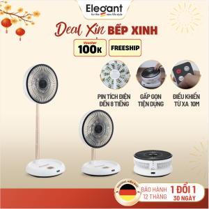 [Chuẩn Đức] Quạt Gấp Tích Điện ELEGANT KW-MF01B - Công suất 14W Điều kiển từ xa Pin 8 tiếng