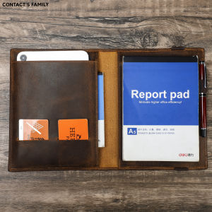 Vintage Crazy Horse Leather Notebook Portfolio For iPad Mini Case A5 Book Travel File Folder Office School Stationery Supply2026