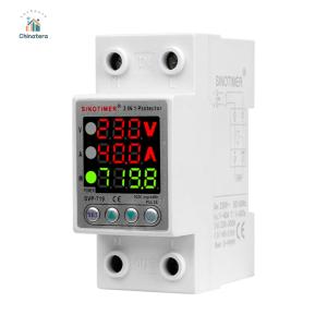 220V 40/63A Din Rail Adjustable Over Under Voltage Protective Device Adjust Voltage Relay Current Protection Limit Energy Meter
