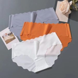 Comfortable Ice Silk Anti-embarrassment Briefs Underwear Women Ultra Thin Ice Silk Panties Mid Waist Seamless Briefs Women