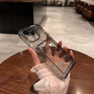 Translucent Pocket Storage Card Phone Case For iPhone 16 Pro Max XR 13 14 15 Pro Max 12 11 Pro MAX 8 7 Plus X XS Max + SE 2020 Soft Silicone Wallet Slot Casing