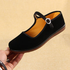 WomenS New Versatile Flat Shoes Black Work Shoes With Low-Top Design