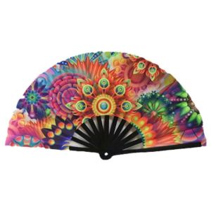 OKDEALS01 Fans with Lights Large Folded Hand Fan Folding Colorful Rainbow Folding Fan Led Silk Fans 33cm Foldable Handheld Rave Fan Decoration