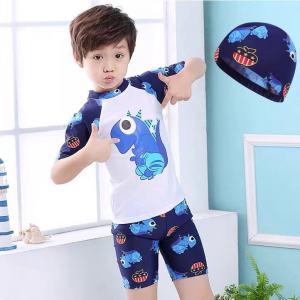 Bộ đồ bơi bé trai kèm mũ hoạ tiết khủng long