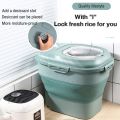 Folding Bucket Insect Proof Moisture Proof Sealed Rice Cylinder Large Insect-Proof Mildew Anti-Oxidation Storage Tank Organizer Pet Grain Storage Bucket Folding Rice Bucket Home Storage Rice Box. 