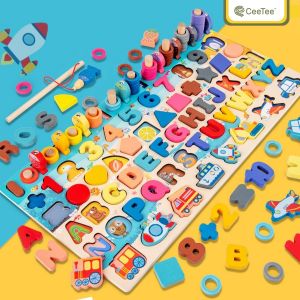 Montessori Wooden Toy ABC Alphabet Early Learning Big Puzzle Match Board | 7in1 Traffic Transport Numbers Shapes Colours