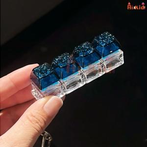 [SG Seller] 4 Key Starry Sky Luminous Keycap Fidget Toy Colorful Light Stress Relief Mini Keyboard Keychain Pendant For Office Study