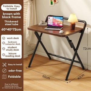 Foldable Computer Desk Simple Writing Desk Home Office Desk Bedroom Study Table Dormitory No Assembly Required Small Desk Space Saving Multifunctional Portable Table For Apartment And Dorm Room