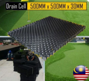 Rayaco Drainage Cell Drain cell For Artificial Grass Papan Saliran Pelabik Hitam Rumput Tiruan Uv Protection Heavy Duty假草排水垫