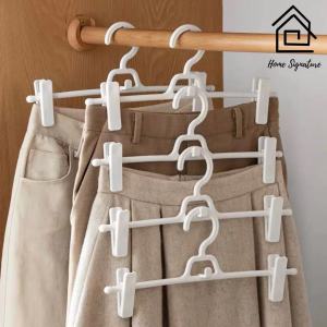 Home Signature Stackable Seamless Extendable Pants Hanger Pants Clip Skirt Clip Hanger Hook Clothes Storage