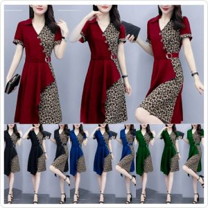 DRESS POLOS KOMBI LEOPARD LEOFI DRSSS SIMPLE WANITA TERBARU