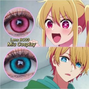Lens cosplay Ruby/Aqua/Miku BC03 màu xanh hồng xinh xắn - Kính áp tròng