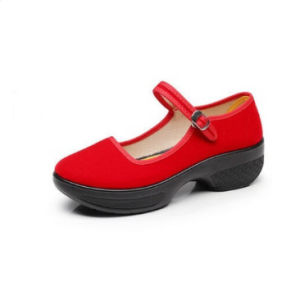 [Free Shipping] 2026 Black Cloth Shoes WomenS Work Shoes New Style Wedge Heel Soft Sole Thick-Soled Square Dance Shoes For Women