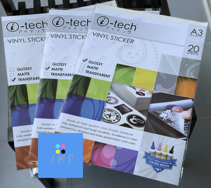 Itech Transparent Sticker i-tech Waterproof Printable Vinyl Sticker A3 Size 20 Sheets / Pack ...