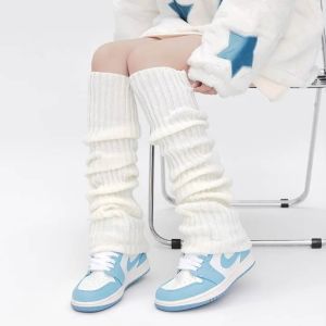 Japanese Style Black/White Leg Warm Socks Lolita JK Sweet Leg Warmers Autumn Winter Knee Cover Leg Warm Socks Wool Ball Foot Cover