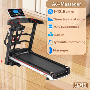 MY-HI Home fitness treadmill foldable multi-functional treadmill 12speed adjustable LED display load 300KG