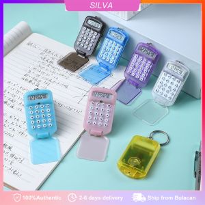Portable Mini Transparent Flip Calculator Hanging Pendant Keychain Gift Office