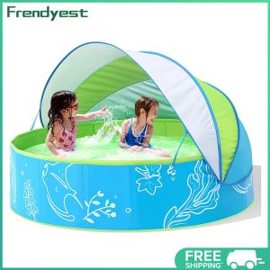 Childrens Collapsible Pool with Canopy for Safe Water Play in Backyard and Indoor Spaces