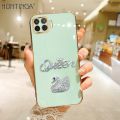Hontinga Casing Case For OPPO Reno 5F Reno 4F Reno 4 4G Reno 4Z 5G Reno 5 5G 4G Reno 5 Pro 5G Case Swan Queen Fashion Solid Color Luxury Chrome Soft TPU Square Phone Case Full Cover Camera Protection Casing Anti Gores Rubber Case. 