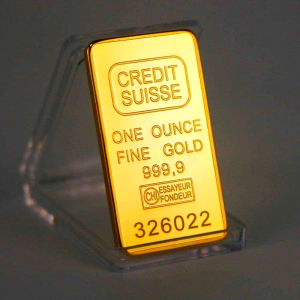 【discount store】1 OZ Credit Swiss Bullion Bar Gold Plated Ingot Badge Coins With Different Serial Number Acrylic Transparent Display Box