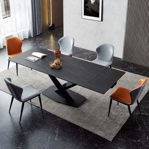 [CozyNest ]Extendable Dining Table Luxury Sintered Stone Dining Table Dining Table And Chair Set Marble Dining Table