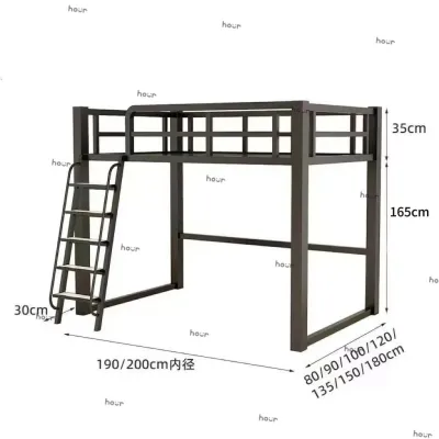 Apartment single double frame high low household bunk childrens elevated under empty iron art bed