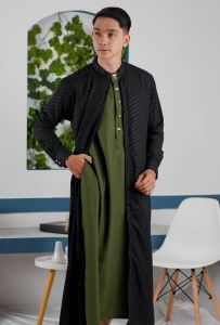 Fobdg Jubah Gamis Al-Jabbar Motif Embos Batik Miring Lengan Panjang tersedia 3 warna