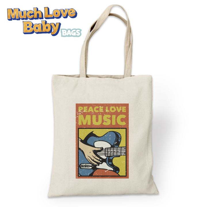 Totebag Kanvas PEACE LOVE MUSIC Muchlovebaby Lazada Indonesia