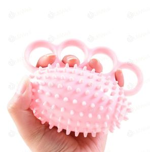 ลูกบอลบริหารมือ ทรงรักบี้มีปุ่ม แบบสอดนิ้ว กายภาพมือ นิ้ว เสริมปุ่มกระตุ้นประสาทสมัผัส ออกกำลังมือ เสริมแรงบีบ  กายภาพบอลยางมีหนามทรงลูกรักบี้