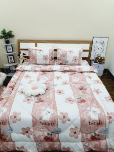 (Bán Chạy Nhất) ⚡ Bộ chăn phao ga gối cotton poly 1m61m8 2m2 1m2 chăn mền đắp đẹp được chọn mẫu - Thỏ nơ tím thông đen tim ngũ sắc...