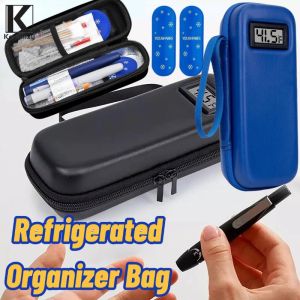 Keranixy Portable Insulin Cooling Bag WithThermometer Thermal Insulated Diabetic Pocket Pill Protector Waterproof Travel