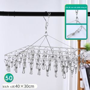 Móc chùm phơi quần áo cho bé 36 kẹp chất liệu inox 304 đệm núm cao su mềm cao cấp xào treo quần áo HOCO