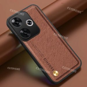 Poco F6 2024 Magnetic Cross Grain Leather Casing For PocoF6 Poco F6 6F F 6 Pro F6Pro 4G 5G Matte Hard PC Shockproof Phone Case Luxury Leather Soft TPU Edge Back Cover