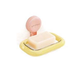 Drainage Suction Cup Soap Box Non perforated Anti -slip Soap Dish Holder Reusable Wall Mounted Soap Storage Tray Counter Top