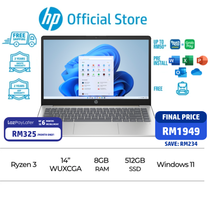 HP Laptop 14 inch 14-em0226AU, Silver | AMD Ryzen 7 Processor | AMD ...