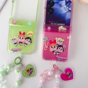For 2026 Samsung Z Flip 8 Z Flip 7 Z Flip 6 Z Flip 5 Z Flip 4 Case Folding screen mobile phone case Colored cartoon cute crying baby Powerpuff Girls family three-piece PC hard case