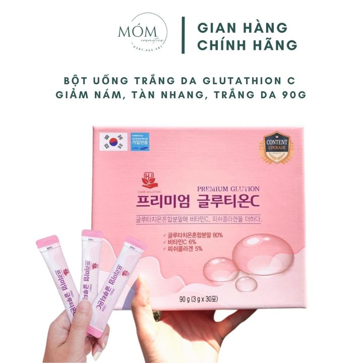 bột glutathione Bột uống trắng da GLUTATHION Hàn Quốc giảm nám tàn nhang trắng da Bột  truyền trắng Glutathione C 90g 30 gói MÓM COSMETICS Làm Trắng Da Từ Sâu Bên  Trong Đào Thải