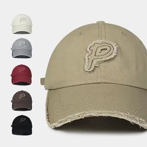 2024 New American-style duckbill cap for couples spring and summer with patches P Fashionable and unique outdoor sun protection baseball cap
