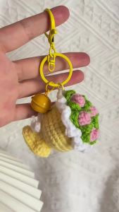 Finished Yarn Bouquet Rose for Valentines Day diy Creative gift keychain sunflower ornament pendant