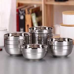 1Pcs 304 Stainless Steel Bowl Double-walled Insulated Metal Snack Bowls (18 oz)
