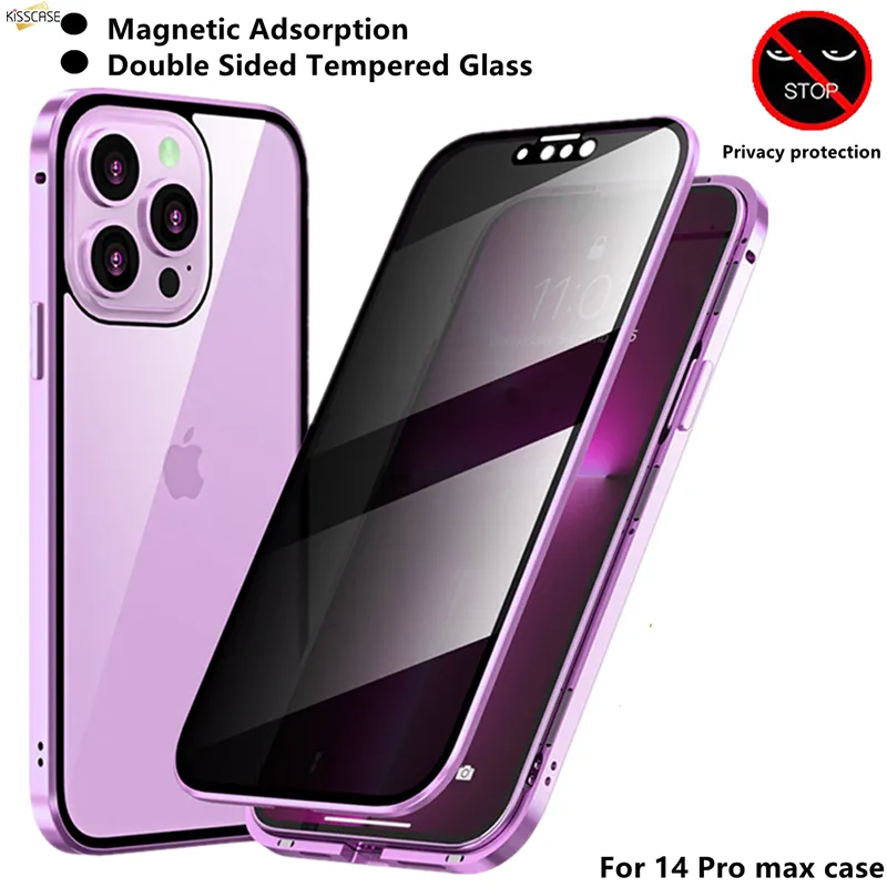 KISSCASE Anti-peep Double Glass Magnetic Adsorption Case for