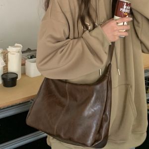 DJAQWA Square Boston Crossbody Bag Y2k Hobo Women Handbag Simple Solid Color Leather Shoulder Bag Ladies