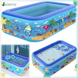 JOCESTYLE Framed Swimming Pool Cartoon Pattern Water Play Pool for Summer Outdoor Indoor