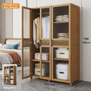 Solid Wood Wardrobe Simple Wardrobe Hanging Wardrobe Storage Cabinet Locker Storage Rack