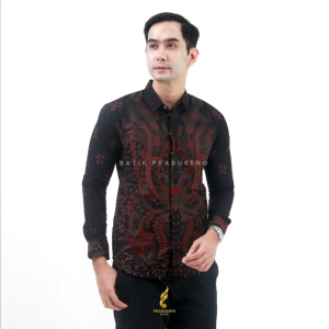 KUMBARA – Prabuseno Baju Kemeja Batik Pria Lengan Panjang Size Slimfit Mewah Bahan Katun Printing Lapis Furing Erro Handmade Kualitas Premium Jumbo Big Size Modern Halus Adem dan Nyaman Seragam Atasan Cowok Pakaian Kerja Dewasa Formal Kantor Kondangan