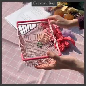 [Creative] Mini lưu trữ giỏ Máy tính để bàn hoàn thiện mỹ phẩm lưu trữ đồ trang sức cho cô gái ký túc xá Máy tính để bàn tổ chức container giỏ
