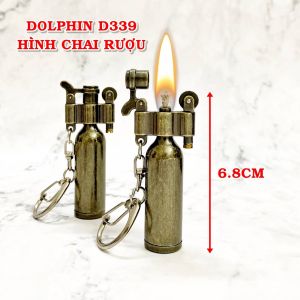 BẬT LỬA - MÓC KHÓA DOLPHIN XĂNG ĐÁ CỔ HÌNH CHAI RƯỢU D339 (KIM LOẠI) - (XÀI XĂNG)
