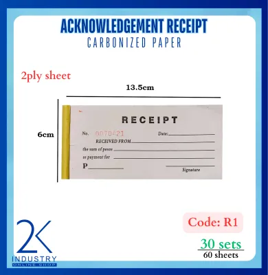 Temporary / acknowledgement Receipt Resibo carbonized 2 ply